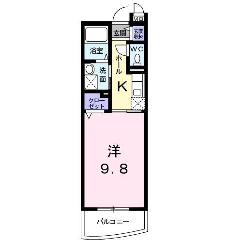 GOLD M KAMO(1K/2階)の間取り写真