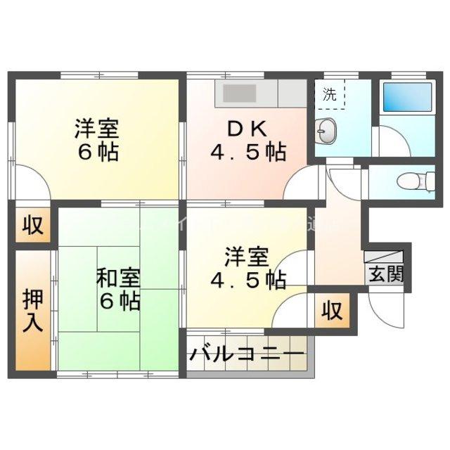 ハイツ川口(3DK/2階)の間取り写真