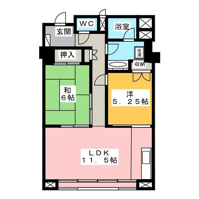 フジタ第六箱根山マンション(2LDK/7階)の間取り写真