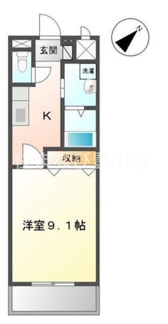 グランディール(1K/2階)の間取り写真
