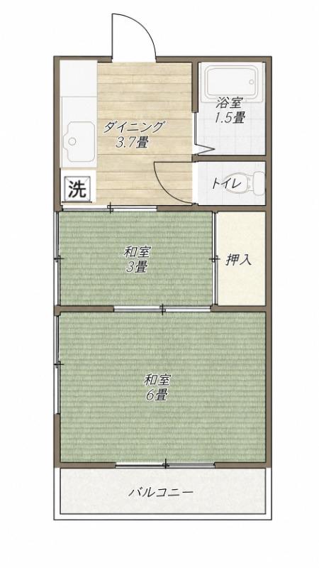 直美荘(2K/2階)の間取り写真
