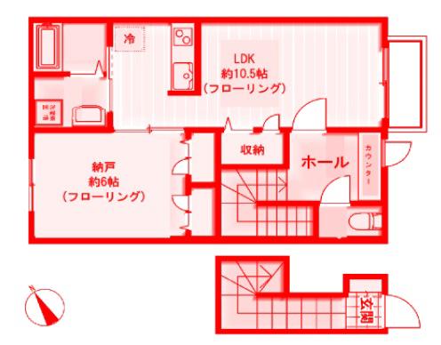 ユーオディアA棟(1LDK/2階)の間取り写真