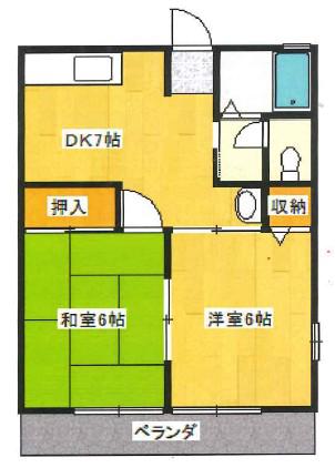 パティオ E(2DK/1階)の間取り写真