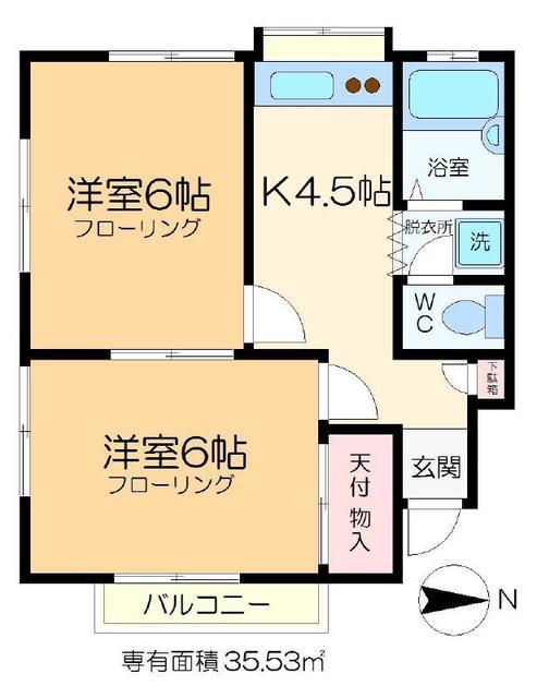 T・Mハイツ(2K/1階)の間取り写真