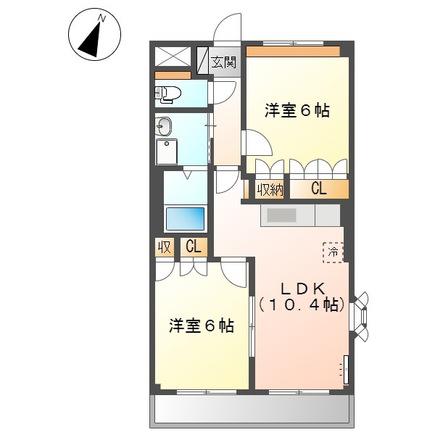 ピュアローズ(2LDK/2階)の間取り写真