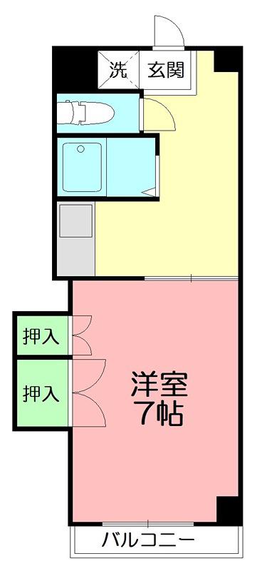 コーポ落合(1K/5階)の間取り写真