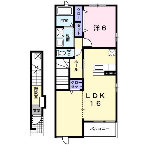 シル・ビサール(1LDK/2階)の間取り写真