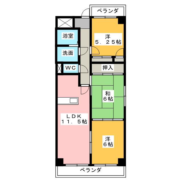 アーバンコア九の城(3LDK/2階)の間取り写真