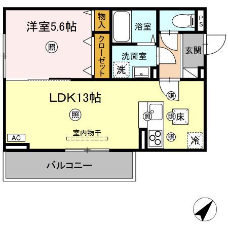 AMレジデンス出雲(1LDK/1階)の間取り写真