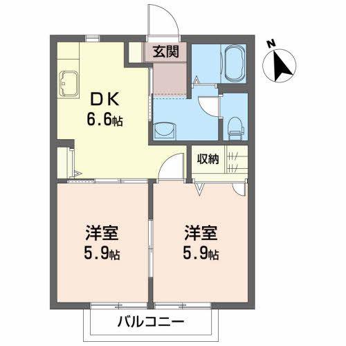 ラークII(2DK/2階)の間取り写真