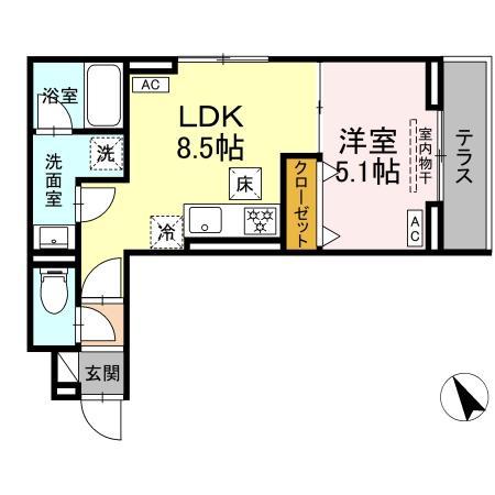 セレスティア桜上水(1LDK/1階)の間取り写真