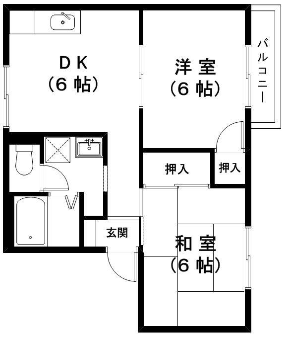 光善寺ハイツ(2DK/1階)の間取り写真