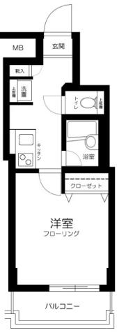 プレール・ドゥーク蒲田II(1K/8階)の間取り写真
