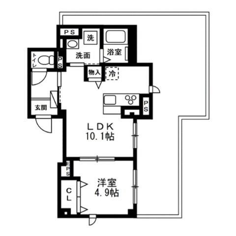 ディアコートあざみ野(1LDK/5階)の間取り写真