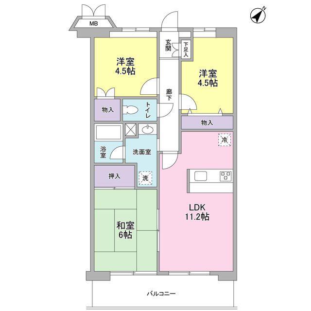 ソレアード葛西(3LDK/1階)の間取り写真