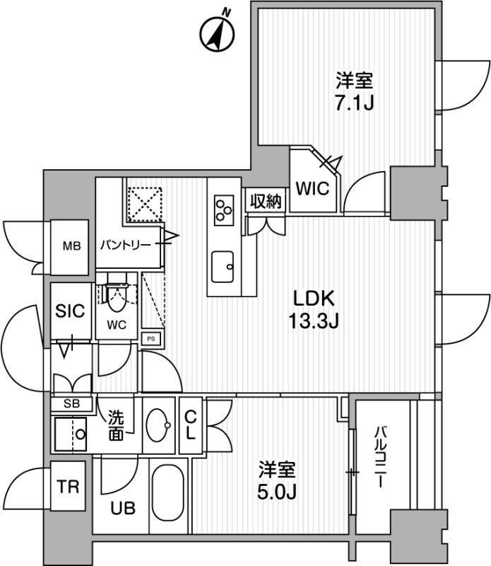 東神田テラスレジデンス(2LDK/6階)の間取り写真