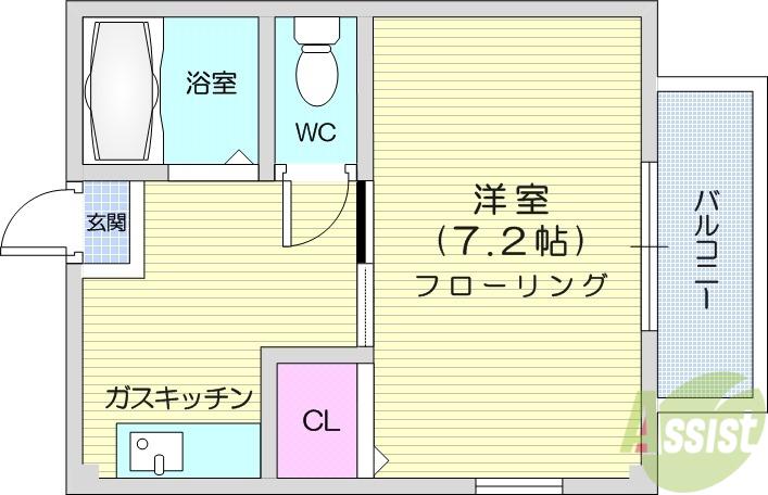 ラレーブ多賀城2(1K/2階)の間取り写真