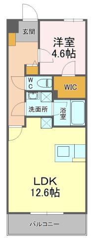 ぱくたうんルナ新通(1LDK/3階)の間取り写真