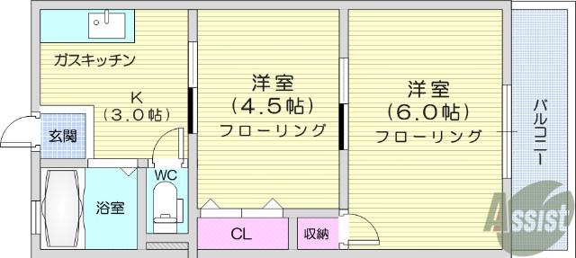 シティハイムソファレ(2K/2階)の間取り写真