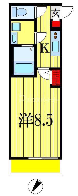 ラブリーレジデンス千葉西(1K/1階)の間取り写真