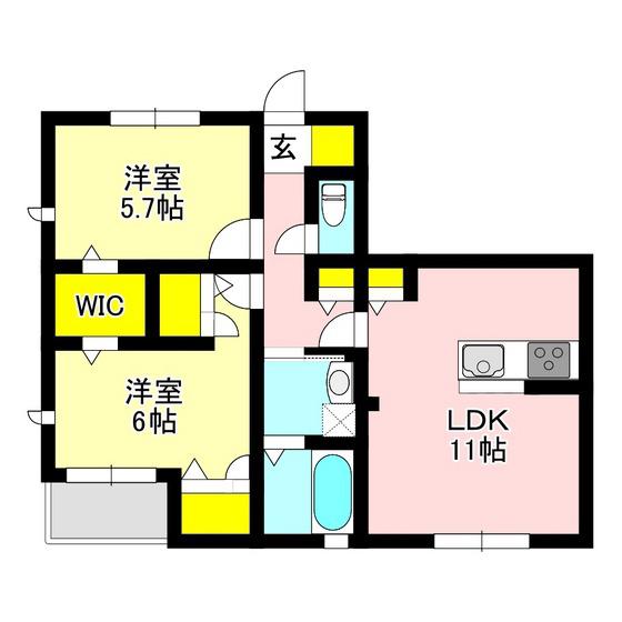 ウイングクレストC(2LDK/1階)の間取り写真