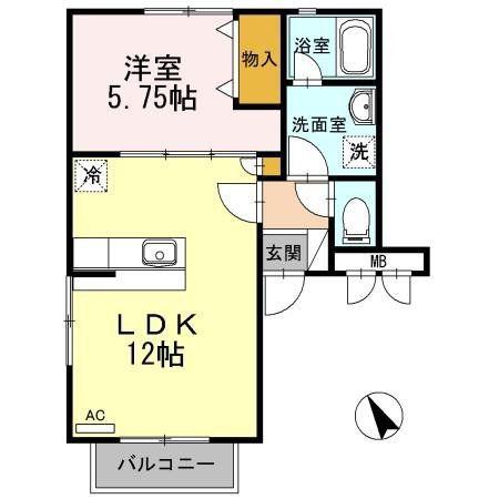 アールエムハイツ I(1LDK/1階)の間取り写真