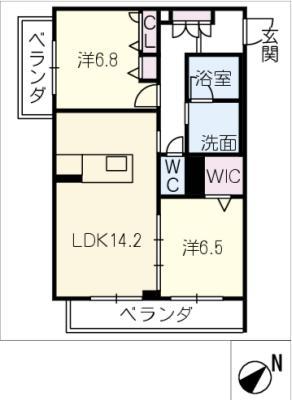 フェリシティIII(2LDK/2階)の間取り写真