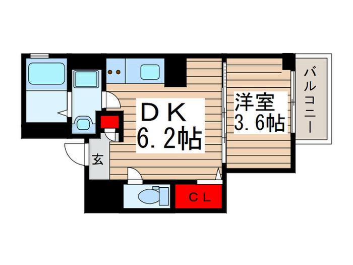 エミネンスササガワ(1DK/3階)の間取り写真