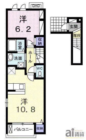 トルナーレ パラッツォ(1LDK/2階)の間取り写真