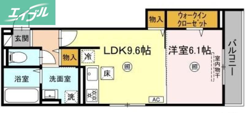 タウン清心(1LDK/2階)の間取り写真