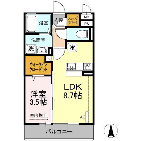 メゾン・ド・リアン(1LDK/1階)の間取り写真