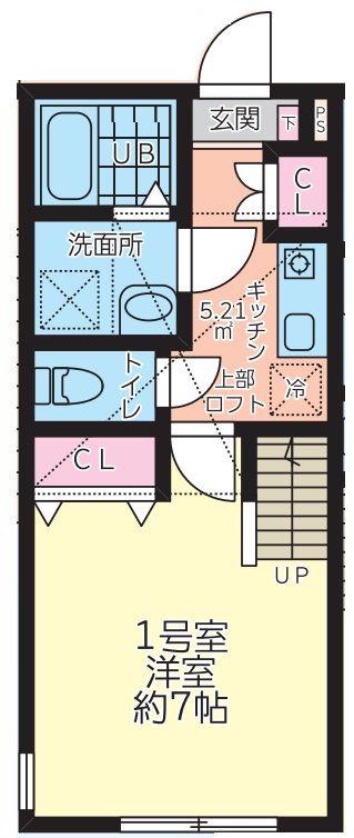 HALELUANA厚木関口(1K/2階)の間取り写真