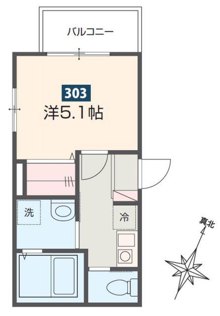 ハレアカラ東浦和(1K/3階)の間取り写真