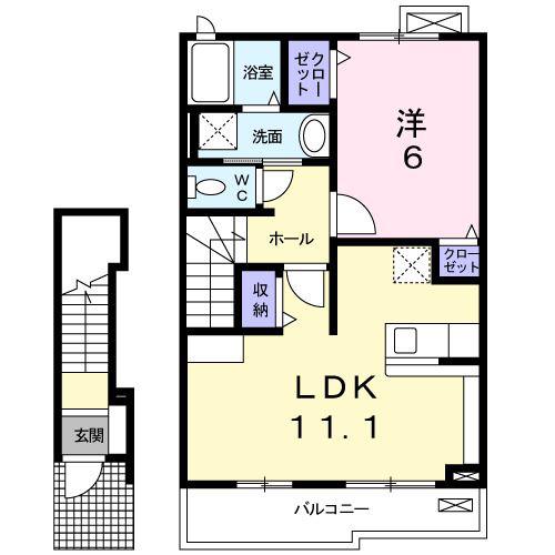 チェリー8(1LDK/2階)の間取り写真