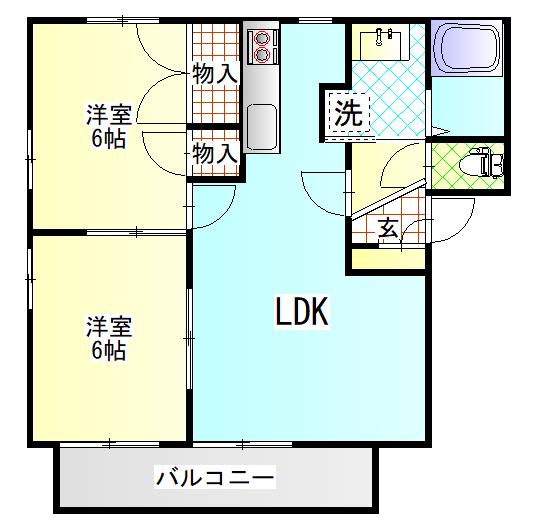 フォーレス桜木(2LDK/2階)の間取り写真