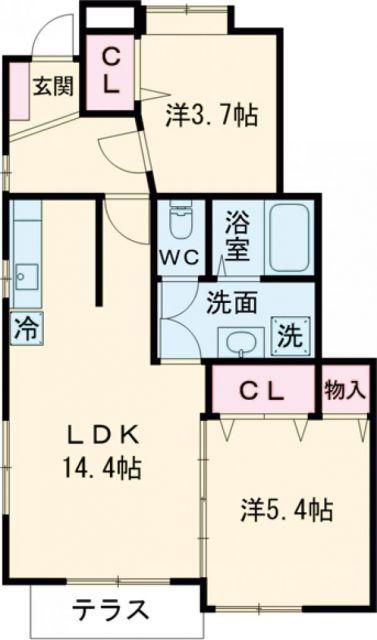 グランドステージII(2LDK/1階)の間取り写真