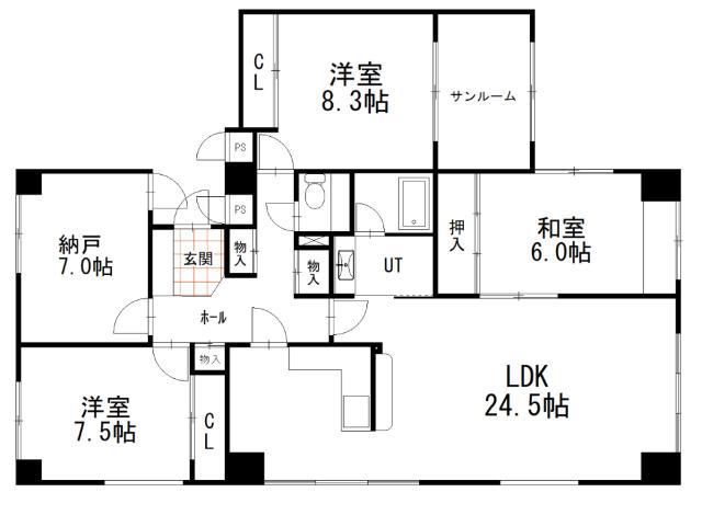 メイセイマンション(3LDK/5階)の間取り写真
