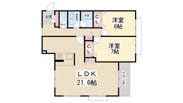 アリオーゾ宝塚II(2LDK/2階)の間取り写真