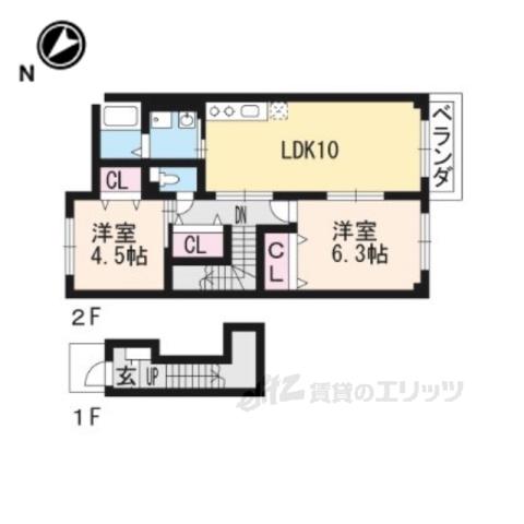 CASA RAFFINATO A棟(2LDK/2階)の間取り写真