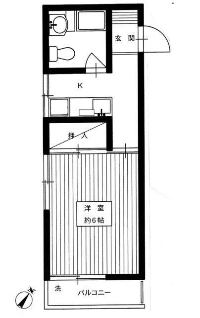 宇都コーポ(1K/2階)の間取り写真