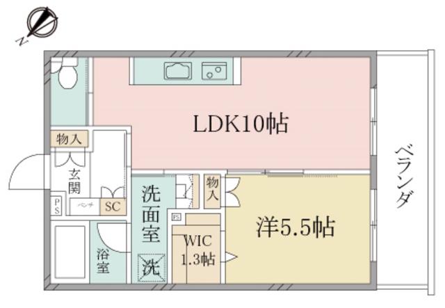 ヘーベルヴィレッジ西生田サンミッシェル(1LDK/1階)の間取り写真