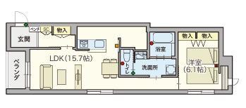 シニア限定 ヘーベルVILLAGE 西荻窪善福寺 フォルス善福寺II(1LDK/2階)の間取り写真