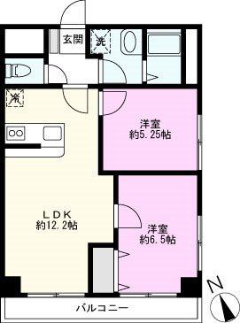 ボヌール(2LDK/2階)の間取り写真