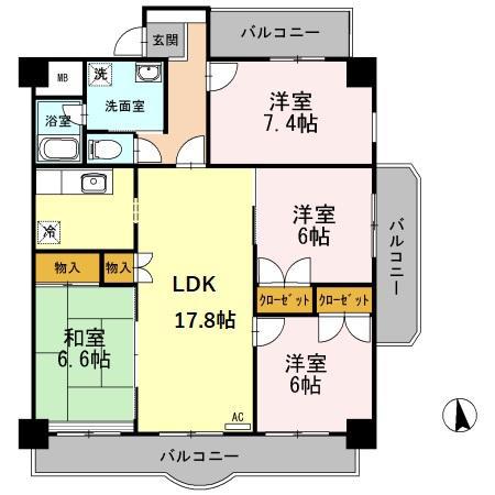 エザンス木之庄II(4LDK/5階)の間取り写真