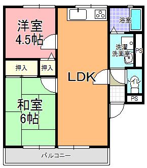 サンハイム(2LDK/1階)の間取り写真