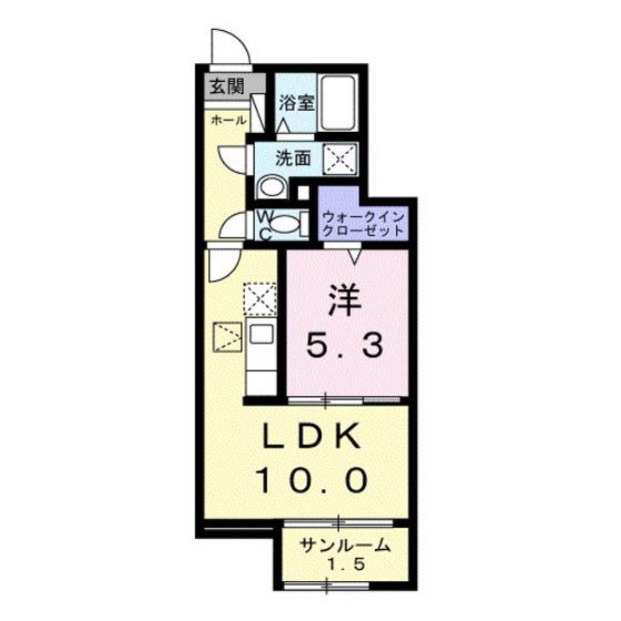 グロリオサ川根(1LDK/1階)の間取り写真