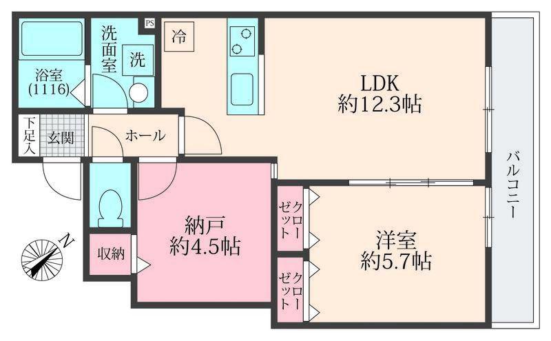 ミリアビタ稲毛東(1SLDK/3階)の間取り写真