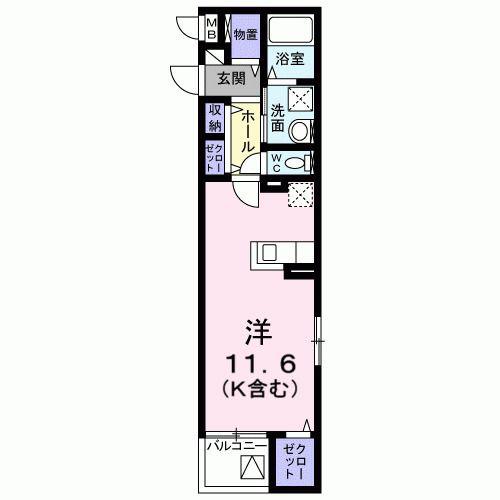 ハッピーベル(1K/2階)の間取り写真