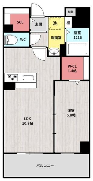 PASSERELLE MATSUBASHI(1LDK/1階)の間取り写真