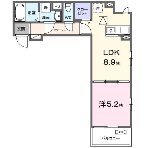 ヒカルサ東川口サウス(1LDK/1階)の間取り写真